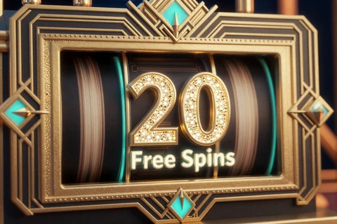 Goldene Slot-Walze mit 20 Free Spins Markierung als Freispiel-Angebot bei Betsson